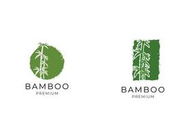 logo vectoriel, étiquette ou emblème avec plante de bambou verte dessinée à la main à l'aquarelle. concept pour spa et salon de beauté, massage asiatique, forfait cosmétique, matériaux d'ameublement. vecteur