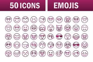 ensemble d'icônes d'expression smiley drôle émoticône vecteur