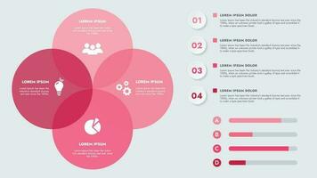 infographie modèle pour présentations et Caractéristiques Les données visualisation comprend une processus graphique avec schémas, pas, options. le concept pour commercialisation par des illustrations pour conduire à succès. vecteur