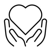 mains donnant l'amour se soucier contour icône bouton logo communauté conception vecteur