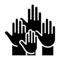 mains en haut noir icône bouton logo communauté conception vecteur