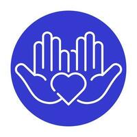 mains l'amour icône logo communauté violet cercle blanc contour conception vecteur