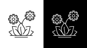 fleur épanouissement contour icône conception noir et blanc vecteur