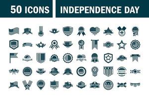 joyeux jour de l'indépendance drapeau américain liberté nationale patriotisme icônes définies style silhouette vecteur