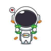 mignonne astronaute en portant argent dessin animé vecteur illustration.