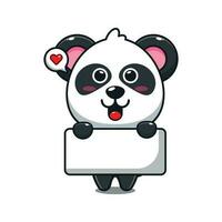 mignonne Panda en portant salutation bannière dessin animé vecteur illustration.