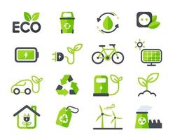 eco icon ecologie vecteur conception le concept de protection de l'environnement en utilisant l'énergie naturelle