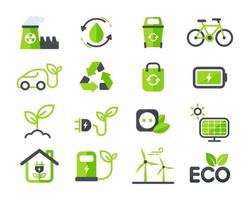 eco icon ecologie vecteur conception le concept de protection de l'environnement en utilisant l'énergie naturelle