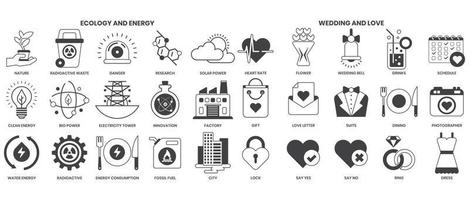 icônes de mariage définies pour les entreprises vecteur