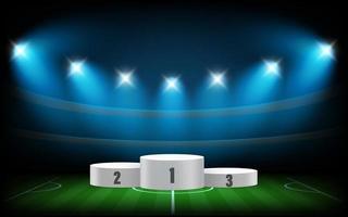podium de football illuminé en blanc et spots vecteur
