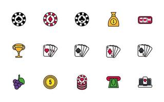 ensemble d'icônes de jeu de casino vecteur