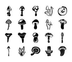 paquet d'icônes de jeu de champignons vecteur