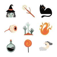 lot de neuf icônes halloween vecteur