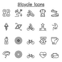 icône de vélo définie dans le style de ligne mince vecteur