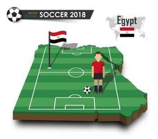 joueur de football de l'équipe nationale de football de l'egypte et drapeau sur la carte du pays de conception 3d vecteur de fond isolé pour le concept de tournoi de championnat du monde international 2018