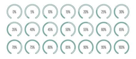 ensemble de diagrammes de pourcentage d'arc de secteur circulaire vecteur