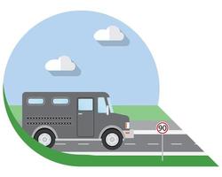 illustration vectorielle design plat transport de la ville, camion blindé de la banque, icône de vue latérale vecteur