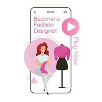 devenir créateur de mode dessin animé smartphone vecteur app écran