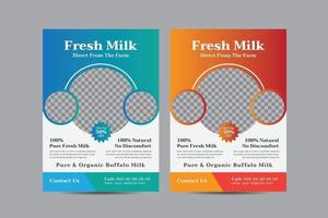 conceptions de flyers de vache et de lait vecteur