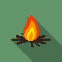 illustration vectorielle moderne design plat d'icône de feu de joie, symbole de camping et de randonnée avec ombre portée vecteur