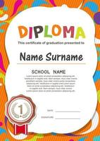 certificat de diplôme pour enfants d'âge préscolaire vecteur
