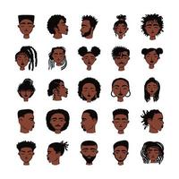 vingt cinq personnages d'avatars ethniques afro vecteur