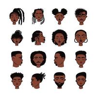 seize personnages d'avatars ethniques afro vecteur