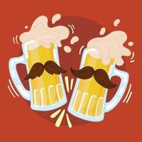 paire de verre à bière avec moustaches vecteur