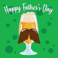 affiche de la fête des pères avec un verre à bière avec une moustache et de la mousse vecteur