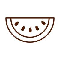 icône de style de demi-ligne de pastèque produit de fruits frais aliments sains vecteur