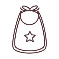 bavoir pour bébé avec des vêtements étoiles pour l'icône de style de ligne pour enfants en bas âge vecteur