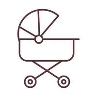 icône de style de ligne dinvitation de transport de landau mignon bébé vecteur