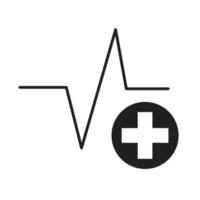 pouls battre croix soins de santé médicaux et hospitaliers pictogramme silhouette icône de style vecteur