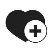 coeur amour soins de santé médical et hôpital pictogramme icône de style silhouette vecteur