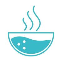 eau chaude dans un bol nature icône de style silhouette bleu liquide