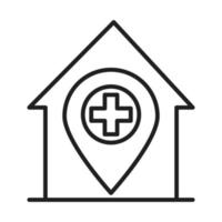 icône de style de ligne pictogramme maison médicale soins de santé hôpital vecteur