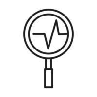 icône de style de ligne de pictogramme médical et hospitalier de santé de loupe de rythme cardiaque vecteur