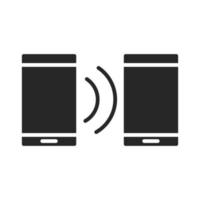icône de style de silhouette de dispositif de technologie électronique de signal internet de connexion de téléphone portable ou de smartphones vecteur