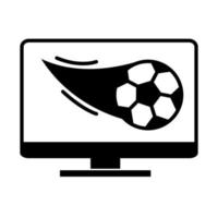 icône de style de silhouette de tournoi de sports récréatifs de ligue d'application de boule d'ordinateur de jeu de football vecteur