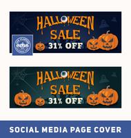 Bannière de promotion de vente Halloween pour la couverture de page de médias sociaux et bannière web vecteur