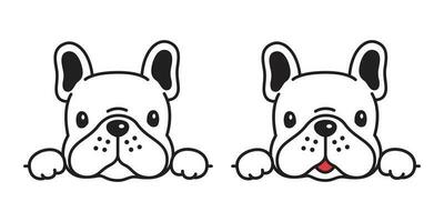 chien vecteur français bouledogue icône personnage dessin animé chiot sourire logo symbole illustration griffonnage blanc