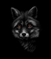 Portrait d'une tête de renard sur une illustration vectorielle de fond noir vecteur