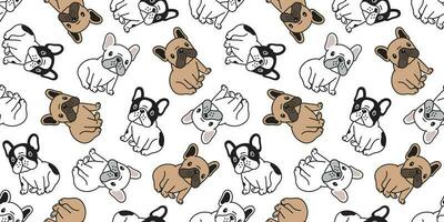 chien sans couture modèle français bouledogue vecteur animal de compagnie écharpe isolé chiot tuile Contexte répéter fond d'écran dessin animé illustration