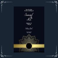 vecteur gratuit de fond orné de mandala d'or de luxe pour l'invitation de mariage