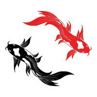 conception koi or poisson illustration silhouette contour vecteur