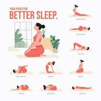 yoga pose pour mieux dormir. Jeune femme pratiquant yoga pose. femme faire des exercices aptitude, aérobique et des exercices vecteur