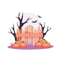 main tiré Halloween Château clôture dans plat style vecteur