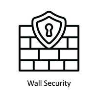 mur Sécurité vecteur contour icône conception illustration. cyber Sécurité symbole sur blanc Contexte eps dix fichier