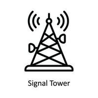 signal la tour vecteur contour icône conception illustration. réseau et la communication symbole sur blanc Contexte eps dix fichier