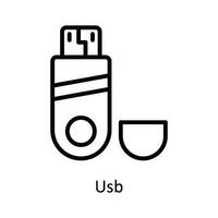 USB vecteur contour icône conception illustration. réseau et la communication symbole sur blanc Contexte eps dix fichier